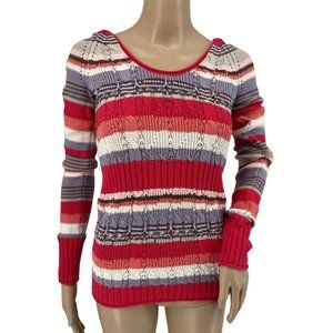 DKNY Jeans hoodie sweater XS long sleeve cable ribbed pink purple